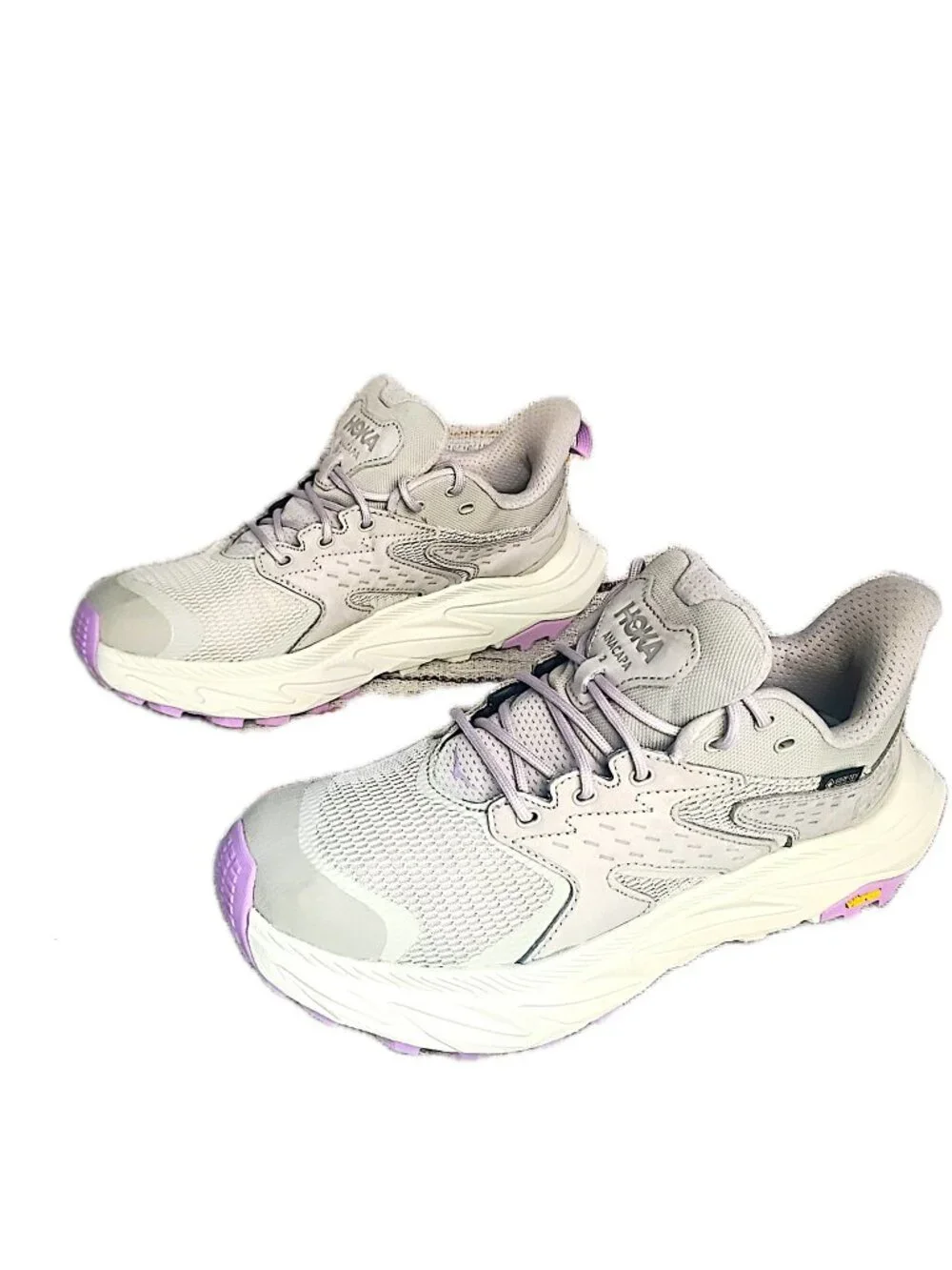 HOKA Anacapa 2 Low GTX Wide Womens 8 Hiking Shoes Gore-Tex Vibram Grey Lilac